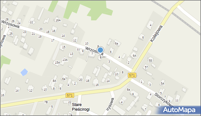 Stare Pieścirogi, Wrzosowa, 5, mapa Stare Pieścirogi