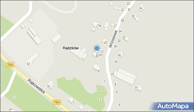 Staszów, Wrzosowa, 11, mapa Staszów