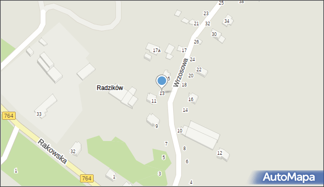 Staszów, Wrzosowa, 13, mapa Staszów