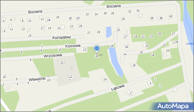 Strachów, Wrzosowa, 12, mapa Strachów