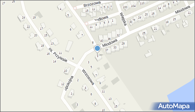 Studzieniec, Wrzosowa, 1, mapa Studzieniec