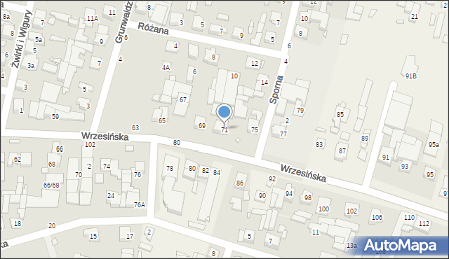 Swarzędz, Wrzesińska, 71, mapa Swarzędz