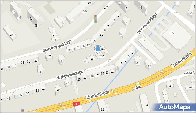 Świdnica, Wróblewskiego Walerego, gen., 4F, mapa Świdnicy