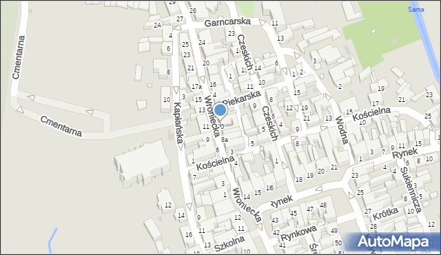 Szamotuły, Wroniecka, 10, mapa Szamotuły