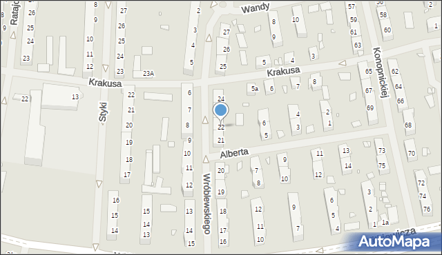 Szczecin, Wróblewskiego Walerego, gen., 22, mapa Szczecina