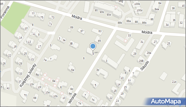 Szczecin, Wronia, 4, mapa Szczecina