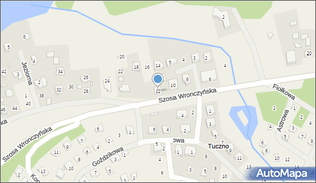 Tuczno, Wronczyńska, 12, mapa Tuczno