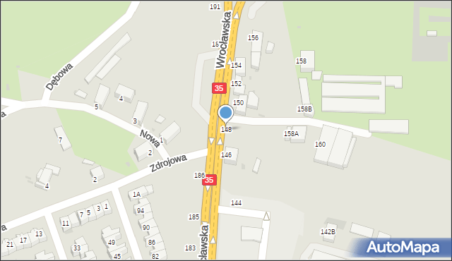 Wałbrzych, Wrocławska, 148, mapa Wałbrzycha