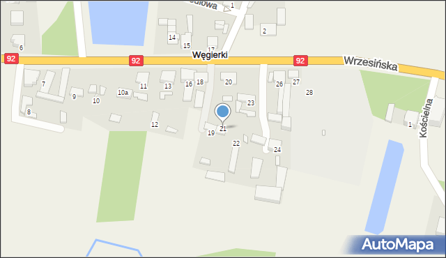 Węgierki, Wrzesińska, 21, mapa Węgierki