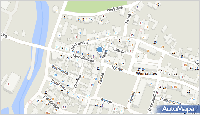 Wieruszów, Wrocławska, 2, mapa Wieruszów