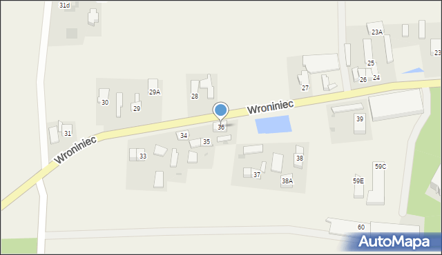 Wroniniec, Wroniniec, 36, mapa Wroniniec