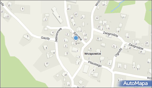 Wrząsowice, Wrzosowa, 9, mapa Wrząsowice