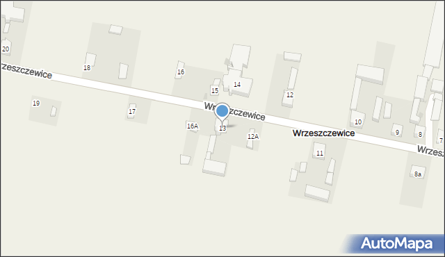 Wrzeszczewice, Wrzeszczewice, 13, mapa Wrzeszczewice