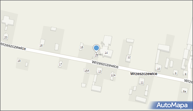 Wrzeszczewice, Wrzeszczewice, 15, mapa Wrzeszczewice