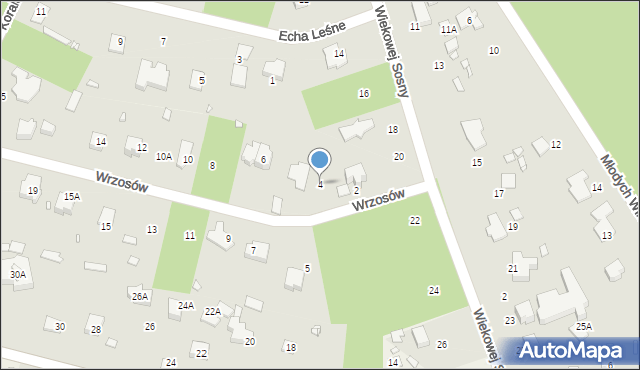 Zalesie Górne, Wrzosów, 4, mapa Zalesie Górne