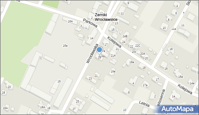 Żerniki Wrocławskie, Wrocławska, 19, mapa Żerniki Wrocławskie