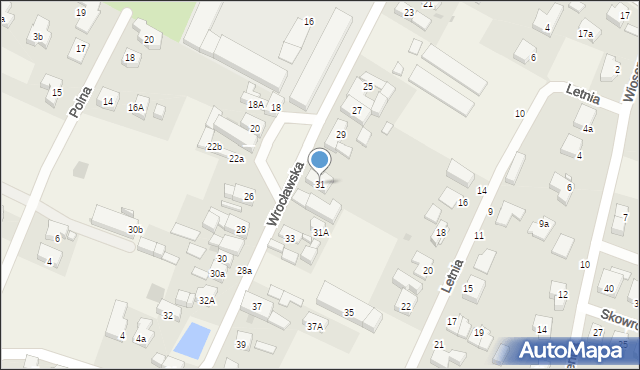 Żerniki Wrocławskie, Wrocławska, 31, mapa Żerniki Wrocławskie