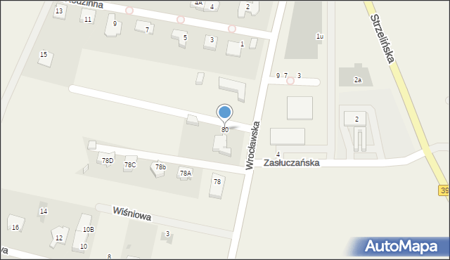 Żerniki Wrocławskie, Wrocławska, 80, mapa Żerniki Wrocławskie