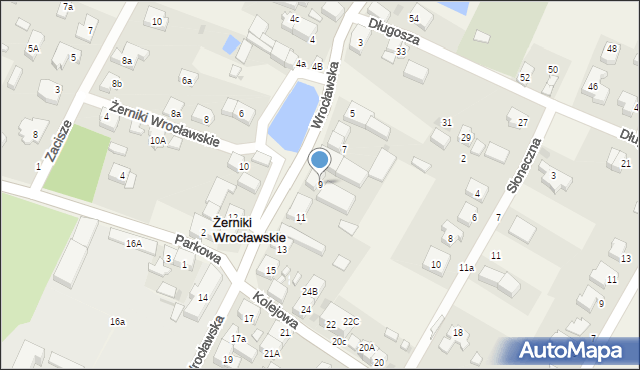 Żerniki Wrocławskie, Wrocławska, 9, mapa Żerniki Wrocławskie