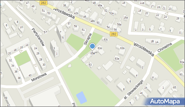 Zielona Góra, Wrocławska, 63e, mapa Zielona Góra