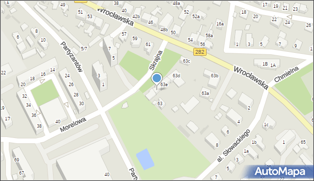 Zielona Góra, Wrocławska, 63f, mapa Zielona Góra