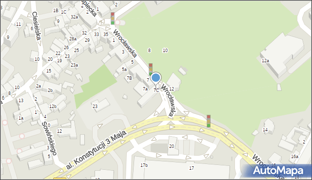 Zielona Góra, Wrocławska, 7C, mapa Zielona Góra