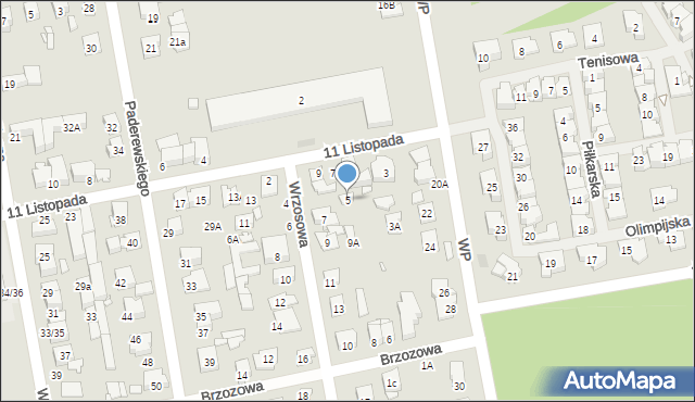 Zielonka, Wrzosowa, 5, mapa Zielonka