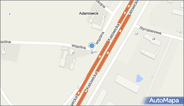 Adamowice, Wspólna, 20, mapa Adamowice