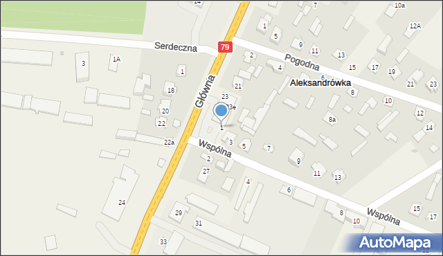 Aleksandrówka, Wspólna, 1, mapa Aleksandrówka