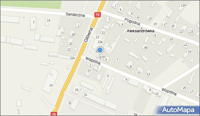 Aleksandrówka, Wspólna, 3, mapa Aleksandrówka