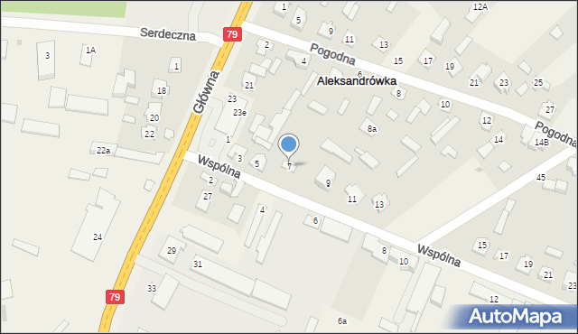 Aleksandrówka, Wspólna, 7, mapa Aleksandrówka