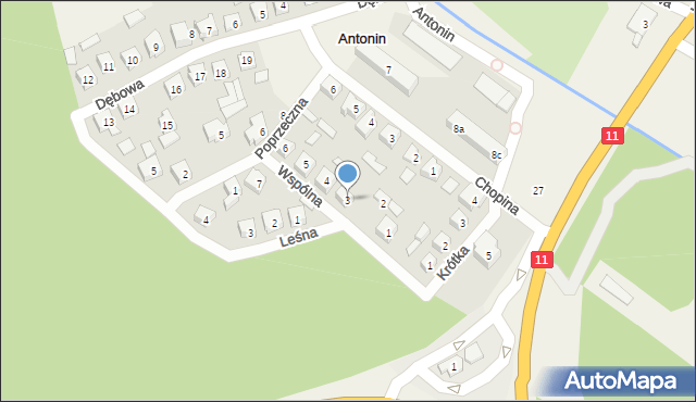 Antonin, Wspólna, 3, mapa Antonin