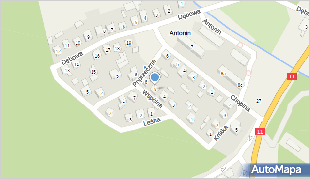 Antonin, Wspólna, 5, mapa Antonin