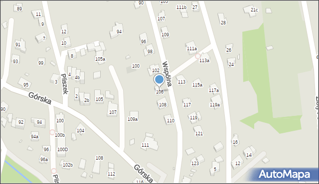 Bielsko-Biała, Wspólna, 106, mapa Bielsko-Białej