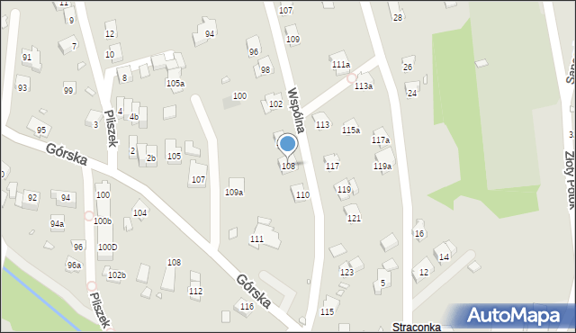 Bielsko-Biała, Wspólna, 108, mapa Bielsko-Białej