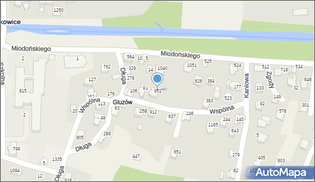 Buczkowice, Wspólna, 951, mapa Buczkowice