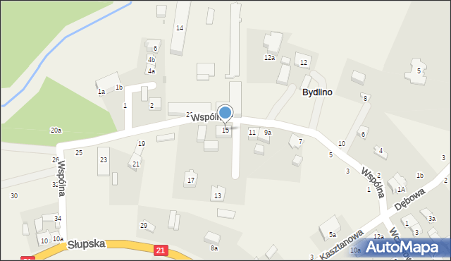 Bydlino, Wspólna, 15, mapa Bydlino