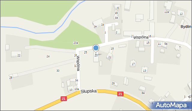 Bydlino, Wspólna, 23, mapa Bydlino