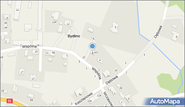 Bydlino, Wspólna, 6, mapa Bydlino