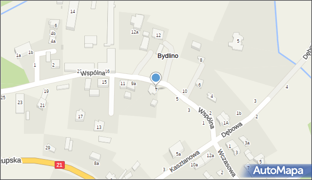 Bydlino, Wspólna, 7, mapa Bydlino