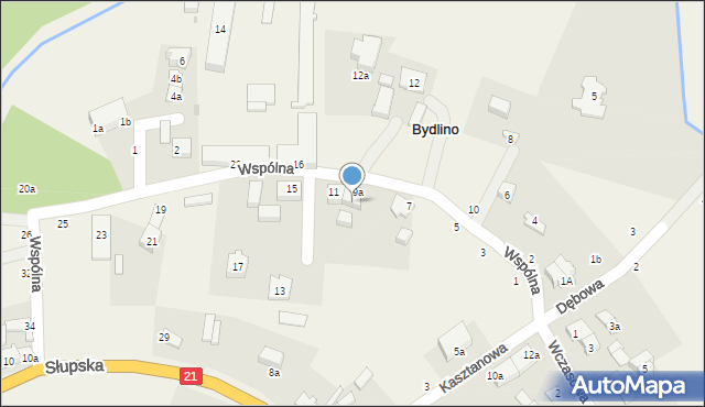 Bydlino, Wspólna, 9b, mapa Bydlino