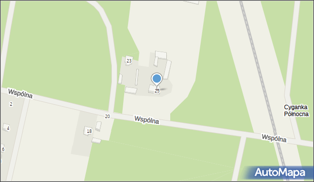 Cyganka, Wspólna, 25, mapa Cyganka