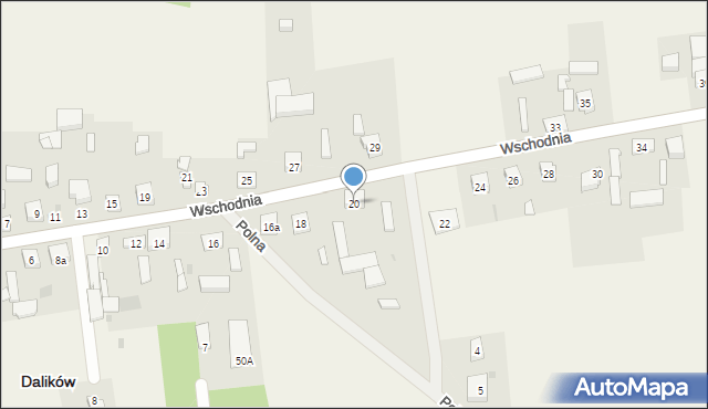 Dalików, Wschodnia, 20, mapa Dalików