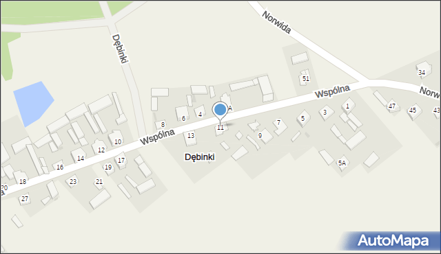 Dębinki, Wspólna, 11, mapa Dębinki