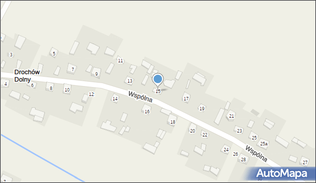 Drochów Dolny, Wspólna, 15, mapa Drochów Dolny