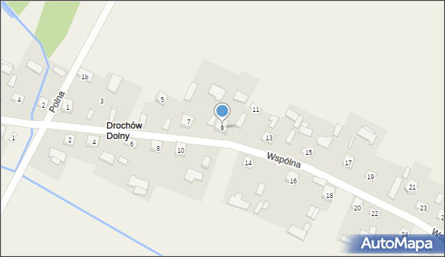 Drochów Dolny, Wspólna, 9, mapa Drochów Dolny