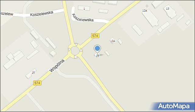 Gąbin, Wspólna, 15, mapa Gąbin