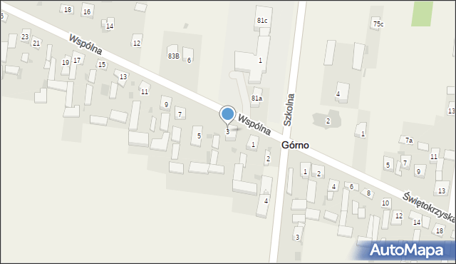 Górno, Wspólna, 3, mapa Górno