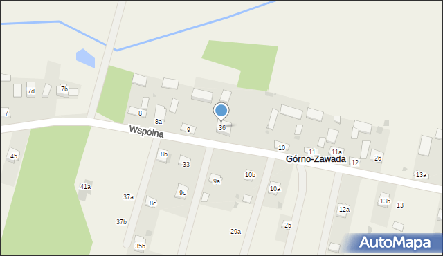 Górno-Zawada, Wspólna, 36, mapa Górno-Zawada