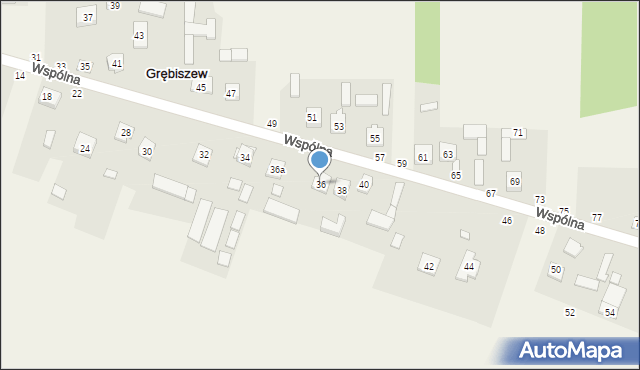 Grębiszew, Wspólna, 36, mapa Grębiszew